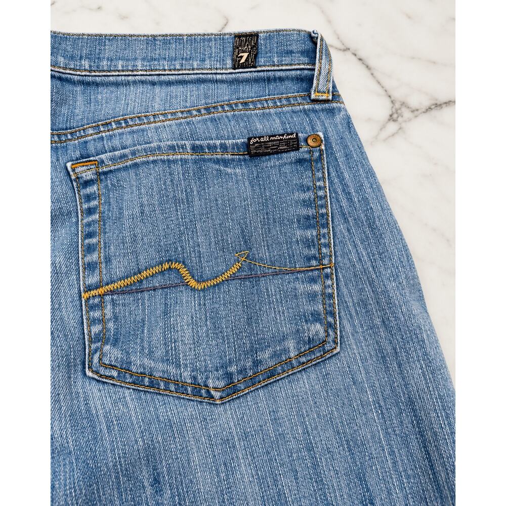 7 For All Mankind Bootcut Jean 31 Low Rise Stretch Y2K Model Off Duty Light Wash - Picture 4 of 13